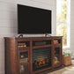 Harpan - Reddish Brown - 2 Pc. - 72" TV Stand With Electric Infrared Fireplace Insert