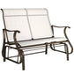 Garden Double Gliding Chair, Patio Glider Armchair for Outdoor, Backyard Mesh Seat and Backrest, Steel Frame Cream White