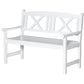 2-Seater Wooden Garden Bench, 4FT Outdoor Patio Loveseat with Unique X-Shape Back for Yard, Lawn, Porch, White