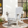 Classic Adirondack Chair Muskoka Chair, Garden Deck Chair with Cup Holder for Patio, Indoor, Backyard, White