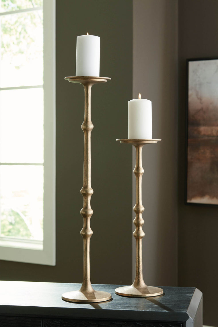 Larwick - Antique Brass Finish - Candle Holder Set (Set of 2) - Forward Furniture