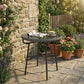 Rattan Side Table, Round Outdoor Table, with Round PE Rattan and Tempered Glass Table Top for Patio, Garden, Dark Grey