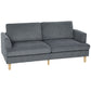 3 Seater Sofa, 74" Modern Corduroy Upholstered Couch with Thick Spring Cushions, Solid Wood Legs, Armrests, Dark Grey