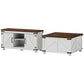 TV Stand and Coffee Table Set, TV Console Table for up to 50" TV, Center Table with Hinged Lift Top, Distressed White