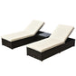 3pc Rattan Lounge Chair Set with Side Table Outdoor Patio Synthetic Rattan Wicker Sun Bed Set with Cushion