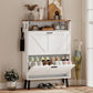 Shoe Storage Cabinet with 2 Flip Drawers, Farmhouse Narrow Shoe Cabinet, Holds Up to 16 Pairs, White