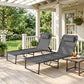 2 PCs Folding Lounge Chairs, Adjustable Chaise Lounges with Headrest, Reclining Lounger Cot for Camping, Hiking, Grey
