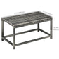 Patio Rattan End Table, Outdoor Side Table with Full Woven Table Top for Garden, Balcony, Mixed Grey