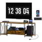 Industrial TV Stand for up to 55 Inch TV, TV Console with Charging Station and RGB LED Lights, Rustic Brown