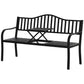 Metal Outdoor Bench with Liftable Middle Table, Patio Loveseat, Garden Bench for Lawn, Porch, Seats 2–3 People, Black