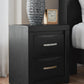 Stabotta - Two Drawer Night Stand - Black, photo 2