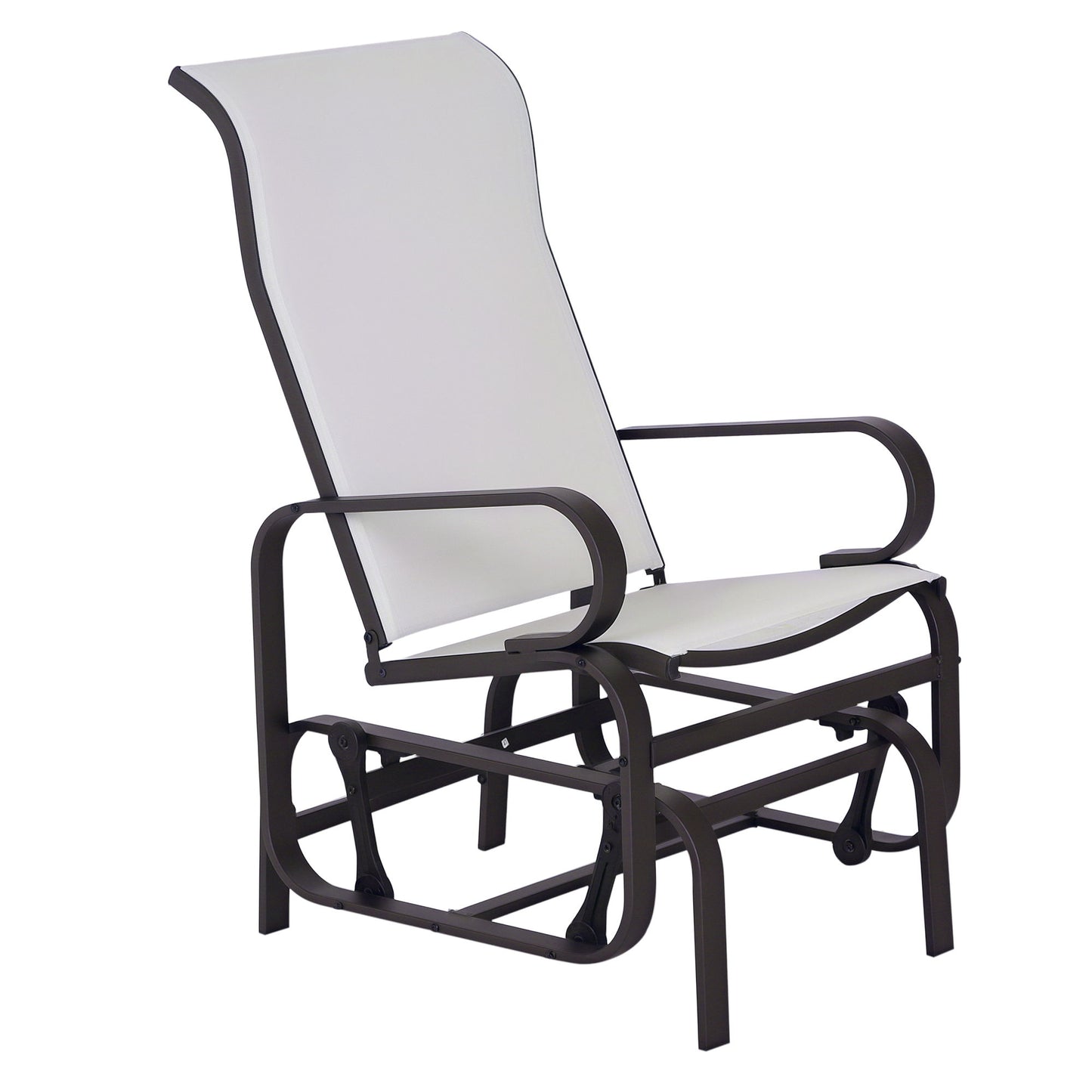 Outdoor Mesh Glider Swing Chair Patio Garden Rocking Gliding Seat Yard Porch Furniture, Brown Beige
