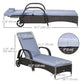 Outdoor Lounger, Deck Lounge Chair with Headrest, 5-Level Adjustable, Backrest, Wheels, Deep Coffee and Silver Grey