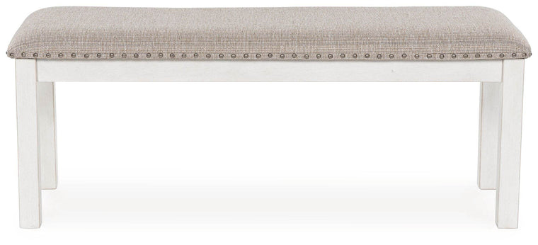 Robbinsdale - Antique White - Large Upholstered Dining Room Bench - Forward Furniture