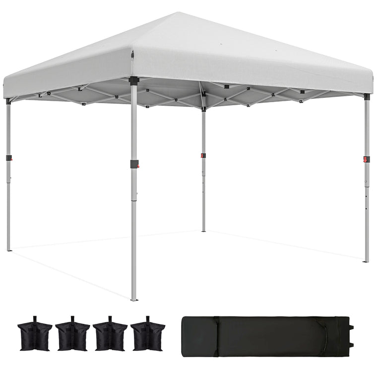 10' x 10' White Pop-Up Canopy with Sidewalls & Roller Bag