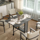 Folding Dining Table, Extendable Kitchen Table for Small Spaces with Storage Shelf and 6 Wheels, Distressed Grey