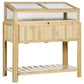 Raised Garden Bed, Outdoor Wooden & PVC Elevated Planter Box with Cold Frame Greenhouse and Storage Shelf, Natural