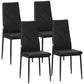 High-Back Faux Leather Dining Chairs Set of 4 - Black