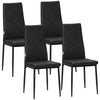 High-Back Faux Leather Dining Chairs Set of 4 - Black