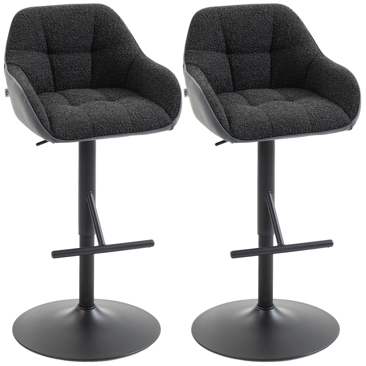 Swivel Counter Height Bar Stools Set of 2 with Back - Black