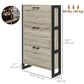 Shoe Cabinet with 3 Flip Drawer, Narrow Slim Shoe Storage Cabinet for 15 Pairs, Walnut