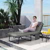 Folding Lounge Chair with 4-level Reclining Back & Cushion, Grey