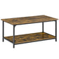 Industrial 2-Tier Coffee Table with Shelf - Rustic Brown