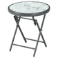 18" Outdoor Round Folding Table, Garden Side Table with Tempered Glass Top for Camping, Party, Weddings, White