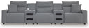 5 Pc. Power Reclining Sectional With Power Armless Recliner And 2 Audio Consoles