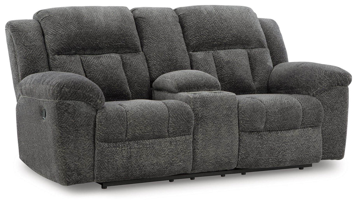 Frohn - Dbl Reclining Loveseat With Console - Fabric - Graphite