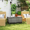Rattan Wicker Coffee Table with Glass Top Outdoor Garden Patio Furniture Brown Tempered
