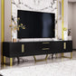 Modern TV Cabinet with Centre Drawers and Internal Shelves, Floor-Standing Console with Cable Management, 67'' L x 15.5'' W x 20.5'' H, Black
