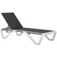 Outdoor Chaise Lounge Chair, Patio Aluminum Tanning Chair with 5-Level Adjustable Back, Portable Wheels, Breathable Mesh Fabric, for Pool, Deck, Garden, Black