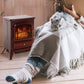 16" Free Standing Electric Fireplace Portable Adjustable Stove with Heater Wood Burning Flame 750/1500W Red Brown
