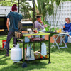 3-Shelf Outdoor Grill Cart Table with Foldable Side Table and Stainless Steel Table Top, Pizza Oven Stand on Wheels