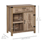 Rustic Barn Door Storage Cabinet Modern Farmhouse Buffet Sideboard for Kitchen and Dining Room, Light Oak