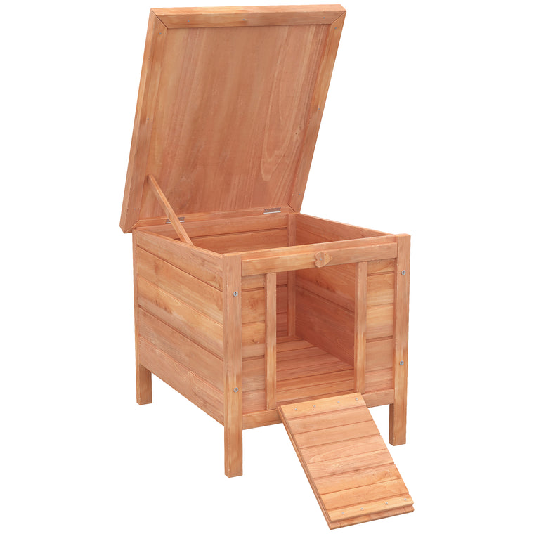 Orange Wooden Rabbit Hutch with Waterproof Asphalt Roof