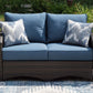 Windglow - Blue / Brown - Loveseat With Cushion