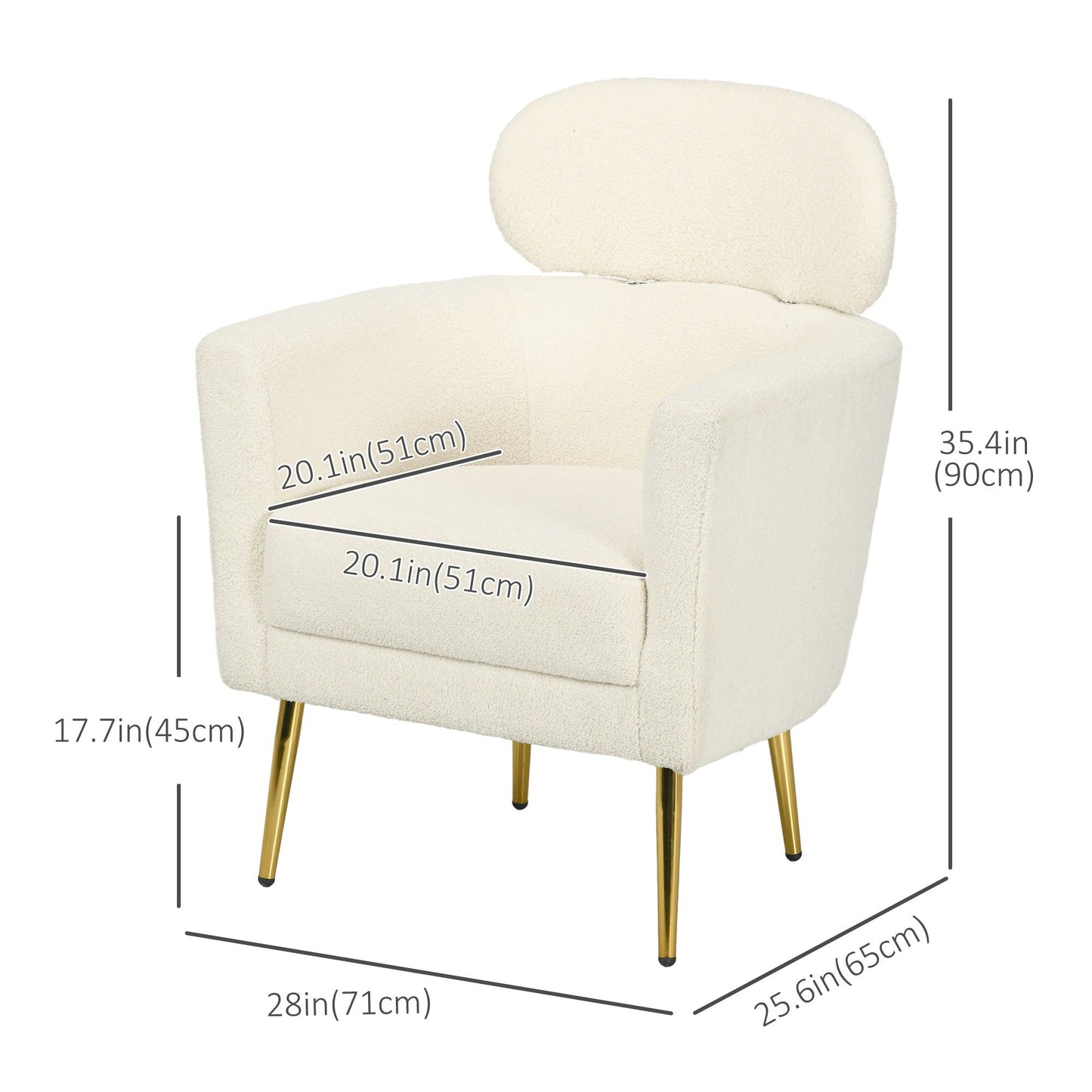 Barrel Accent Chair with Detachable Headrest - Cream White