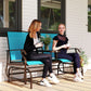 Patio Glider Rocking Chair 2 Person Outdoor Loveseat Rocker Garden Furniture Bench, Blue