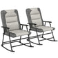Folding Rocking Chair Set of 2 Padded Rockers with Armrest, Light Grey