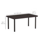 Metal Outdoor Side Table, Rectangle Patio Coffee Table with Woodgrain Tabletop for Outside Garden, Brown