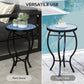 Round Outdoor Table, Patio Bistro Coffee Table with Mosaic Top and Steel Frame for Garden