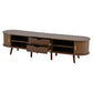 Stylish TV Stand with Rounded Corners and Oval Top, Versatile TV Cabinet for Living Room, 69" L x 15.5" W x 16.5" H, Dark Oak