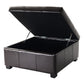 Large Ottoman with Upholstered PU Leather and High‑Density Foam, Modern Coffee Table with Storage, 34'' L x 34'' W x 18.5'' H, Chocolate