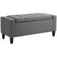 36" Storage Ottoman Bench, Linen-Look Fabric End of Bed Bench with Solid Wood Frame and Legs, Tufted Storage Chest, Footrest for Living Room, Bedroom, Entryway, Grey