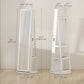 Jewelry Cabinet with Full Length Lockable Mirror, Standing Jewelry Armoire Organizer with LEDs, White