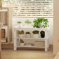 Bamboo Shoe Storage Bench, 3-Tier Entryway Bench with 2 Storage Shelves for Hallway, Holds 6 Pairs, White