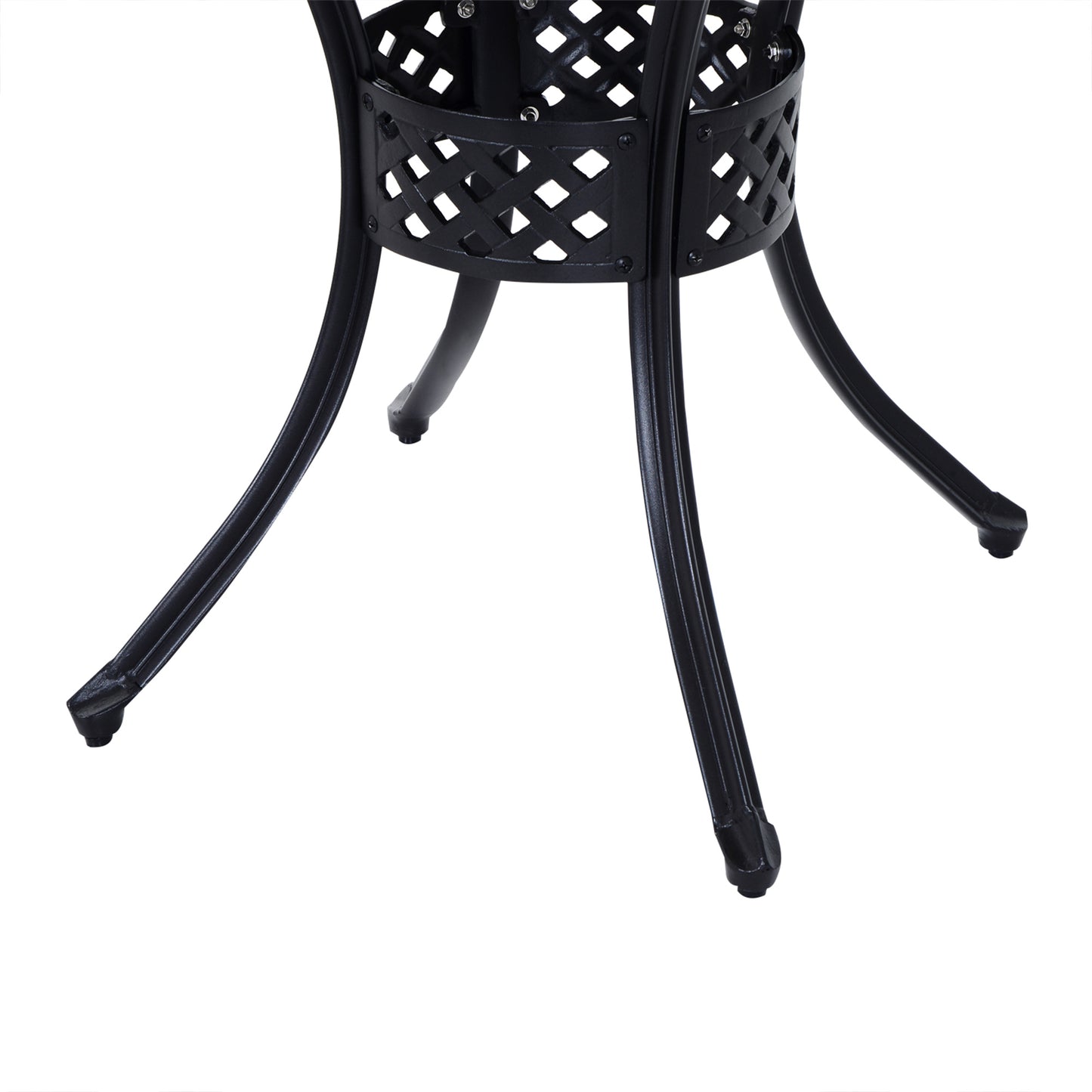33-Inch Roud Patio Dining Table with Umbrella Hole, Cast Aluminum Garden Table, All Weather Patio Bisto Table, for Lawn, Garden, Outside, Black
