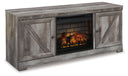 2 Pc. 63" TV Stand with Faux Firebrick Fireplace Insert